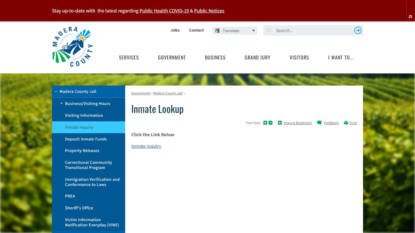 Inmate Lookup | Madera County